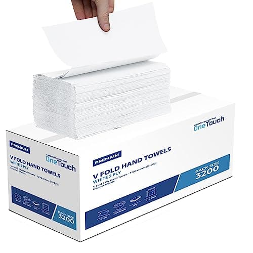 Image of 2Ply White V Fold Paper Towels Interfold Hand Towels Extra Soft Embossed Sheets Dispenser Towels 3200 Sheets