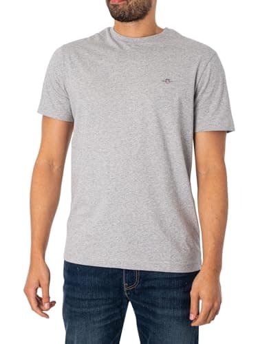 Image of GANT Mens Shield Short Sleeve T-Shirt - Grey 094 - L