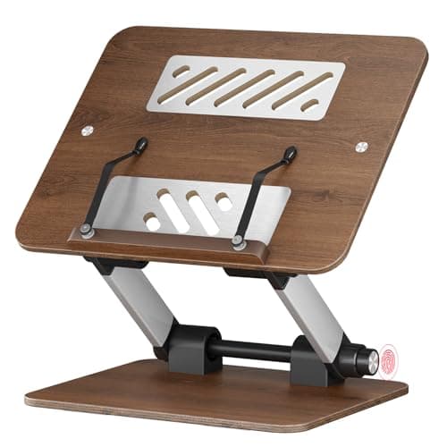 Image of BEAUTRIP Book Stand for Reading, Foldable Book Holder for Desk Hands Free, Display Stand for Office, Kitchen, Cookbooks, Textbooks, Recipes, Tablets and Laptops (Upgraded Dark Wood Silver)