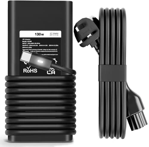 Image of 130W USB C Laptop Charger for Dell XPS 17 9700 9710 15 9500 9510 9520 9575 2in1 Precision 5550 5560 5570 3470 3560 3570 3561 3550 5530 2in1 Latitude 5520 5530 7410 7310 7210 9410 9510 Power Cord