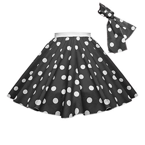 Image of Children's Polka Dot Skirt Rock n Roll 50's/ 60's Style (13-15 yrs (26" Waist), Black & White spot)
