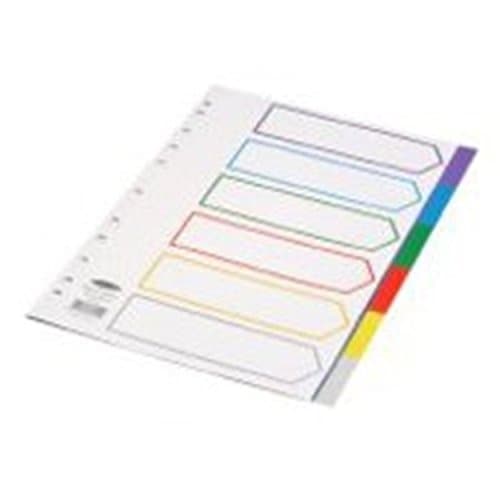 Image of Concord Plastic Divider A4 6-Part Multi-Colour 65899