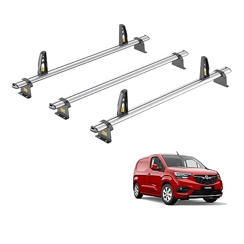 Image of Van Guard Roof Rack for Vauxhall Combo (2018+) 3 Aluminium Roof Bars with Loadstops [Note: Only Suitable for Models with Twin Rear Doors.] - UltiBar Plus - VG338-3