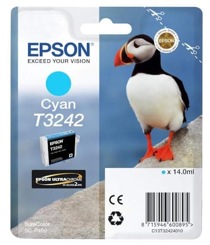 Image of Epson C13T32424010 Ink Cartridge for Printer, Cyan, Genuine