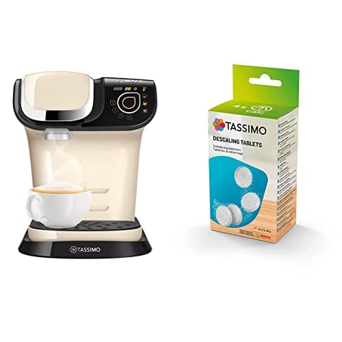 Image of Tassimo by Bosch My Way 2 TAS6507GB Coffee Machine, 1500 Watt, 1.3 Litre, Cream with TCZ6008 Descaling Tablets - 8 Tablets