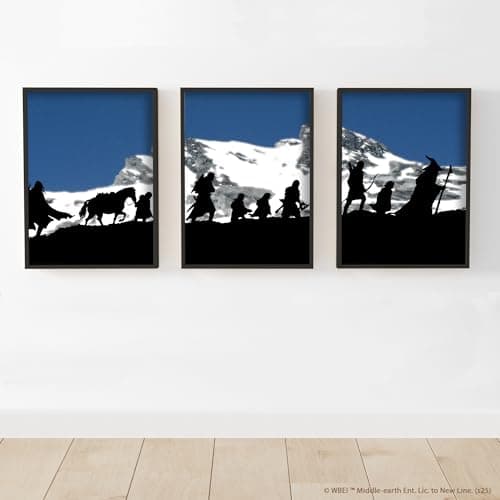 Image of The Lord of The Rings Print - The Fellowship of The Ring Group Walking Set of 3 Posters Wall Art (42cm x 59.4cm - A2 (Each))