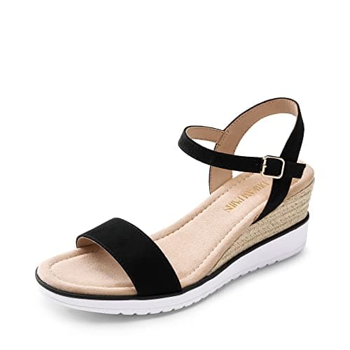 Image of DREAM PAIRS Womens Espadrille Wedge Sandals Open Toe Ankle Strap Slingback Platform Sandals,Size 5,Black,SDPW2342W-E