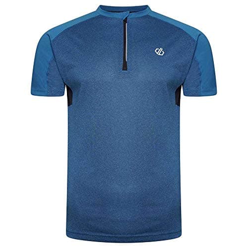 Image of Dare 2b Men's ACES II Lightweight Cycle Clothing Zip Up Short Sleeve Jersey T-Shirt with Antibacterial and Quick Dry Sweat Wicking Technology - Perfect Tee for Activewear and Cycling