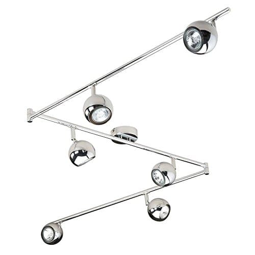 Image of MiniSun | Retro Adjustable 6 Way Eyeball Polished Chrome Ceiling Spotlight | LED Bulbs, Home Décor & Improvement Essential | Includes Bulb [Warm White] | Mains Wired
