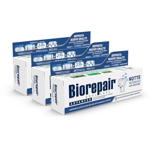 Image of Biorepair Intense Night Toothpaste Protects and Repairs Enamel from Attack of Active Bacteria at Night - Pack of 3