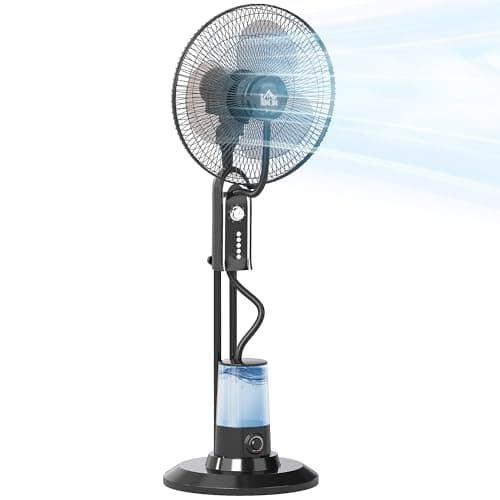 Image of HOMCOM Pedestal Fan with Water Mist Spray and 3.2L Water Tank, 70° Oscillation Spray Misting Fan with Adjustable Mist, Tilt Head, 3 Speeds, 3 Modes, for Home, 120 cm