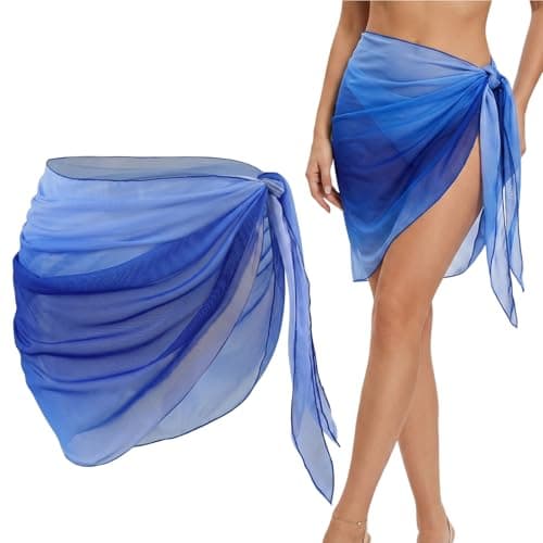 Image of Rndqw 1PC Blue Sarong, Sarongs for Women Beachwear, Lightweight Beach Coverups for Women UK, Versatile Beach Skirts & Wrap Sarong, Casual Holiday Beach Cover Up