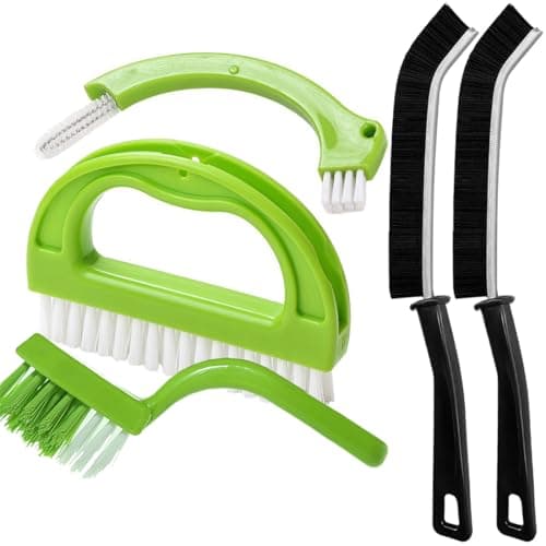 Image of Enyoir 5 Pcs Crevice Cleaning Brush Set, Tile Grout Cleaner Brush, Hard Bristle Gap Brush Multifunctional Recess Groove Cleaning Tools for Bathroom, Kitchen, Window and Door (5)
