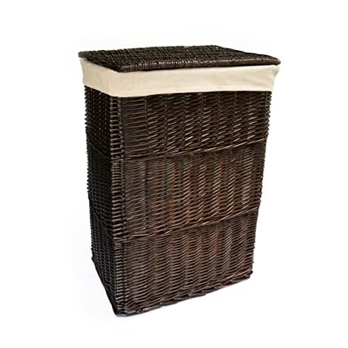 Image of Arthur Cameron - Rectangular Wicker Laundry Basket & Removable Washable Cotton Lining - Laundry Hamper, Laundry Bin, Washing Basket with Lid (Medium, Dark Coffee)