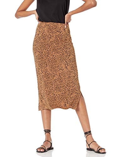 Image of Amazon Essentials Women's Pull-on Knit Midi Skirt (Available in Plus Sizes), Dark Camel Leopard, L