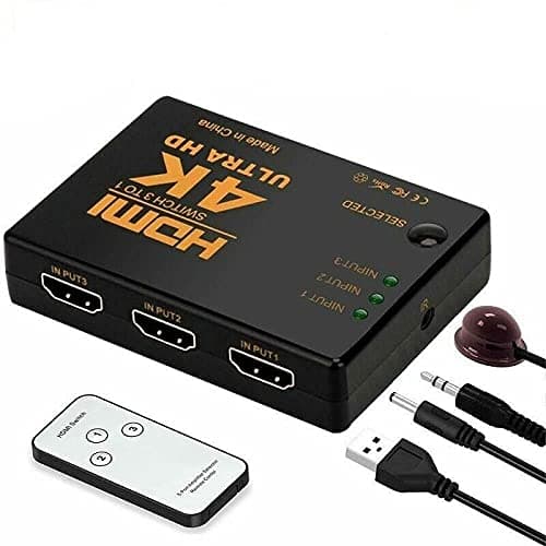 Image of Multibao 3 input to 1 output HDMI switcher, 4K Ultra HD 1080P 3 Port HDMI Switch Amplifier Selector Splitter Hub with Remote Control