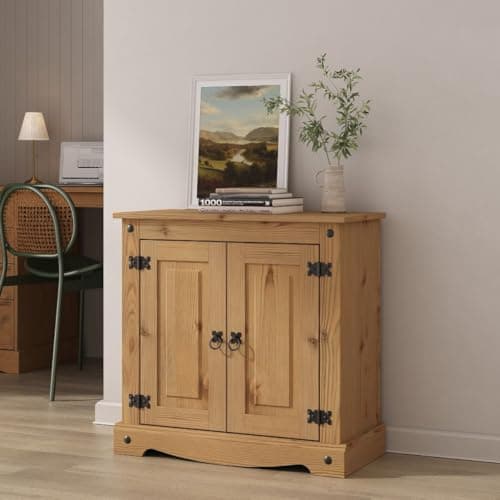 Image of Corona Sideboard Cupboard 2 Door Solid Pine Wood