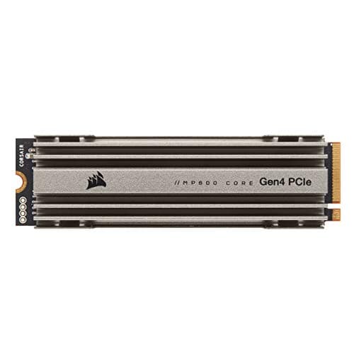 Image of Corsair MP600 CORE 1TB M.2 NVMe PCIe x4 Gen4 SSD (Up to 4,700MB/sec Sequential Read & 1,950MB/sec Sequential Write Speeds, High-Speed Interface, 3D QLC NAND, Built-in Heatspreader) Aluminum
