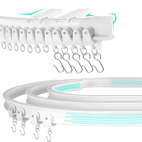 Image of 3.5 Meter Flexible Curtain rail track [CEILING MOUNT] - White Heavy duty ceiling curtain track for Bay window, Rooms Divider, Shower curtain rail track - Swish curtain track - Bay window curtain rail