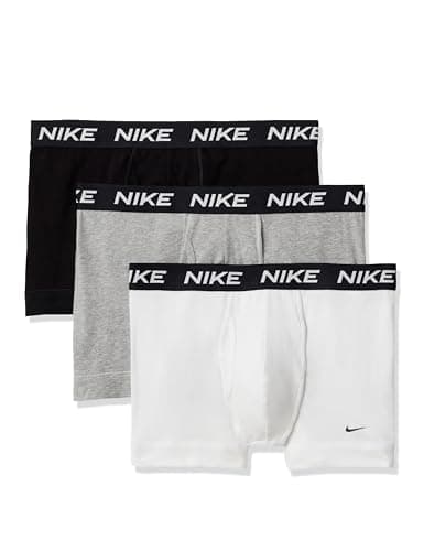 Image of Nike Men's All Day Cotton Stretch Trunk W/Fly Underwear (3-Pack), White/Heather Grey/Black