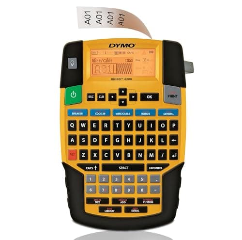 Image of Dymo Rhino 4200 English Layout, Handheld use Label Maker, Yellow