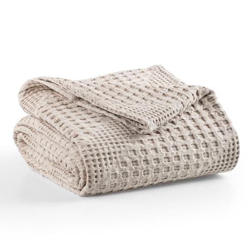Image of Milam London Bed Throw King Size Bedspread | 100% Cotton Soft Throw Blanket For Bed | Sofa Throws Large 3 Seater |Joanna Collection | Beige - 220 x 250 cm