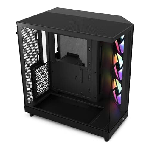 Image of NZXT H6 Flow RGB | CC-H61FB-R1 | Compact Dual-Chamber Mid-Tower Airflow Case | Includes 3 x 120mm RGB Fans | Panoramic Glass Panels | High-Performance Airflow Panels | Cable Management | Black