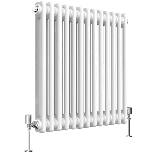 Image of Heilmetz Double Column Radiator Horizontal, 600 x 605mm Central Heating Radiator Traditional Cast Iron Style 2 Column Radiators White