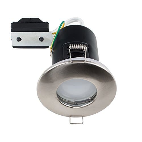 Image of MiniSun | Pack of 4 Fire Rated Bathroom/Shower IP65 Brushed Chrome Domed GU10 Ceiling Downlights | Bathroom & Home Improvements Essential | Mains Wired