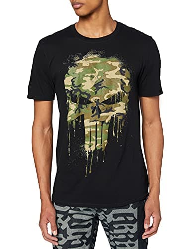 Image of Marvel Men's Punisher Skull Camo T Shirt, Black, XXL UK