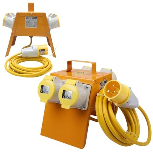 Image of CONNEXION 4-Way Splitter Box, 110V Power Distribution Junction Box, 4 Outlets IP44 rated 16 Amp panel sockets 32A plug with 2.5mm 5 Metres Cable for Worksites (4-Way 32A Plug 2.5mm 5m)