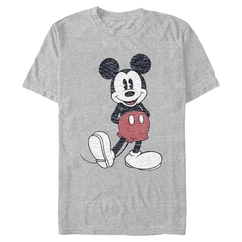 Image of Disney Men's Full Size Mickey Mouse Distressed Look T-Shirt, Heather Grey, Large