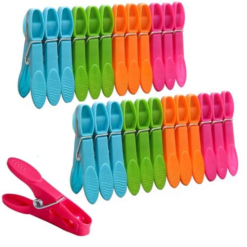Image of Clothes Pegs, 48 Packs Plastic Clothes Pegs for Washing Line, Strong Grip Washing Line Pegs with 4 Colors, Rust Resistant Laundry Pegs Non Slip Laundry Clips for Home Garden Indoor & Outdoor