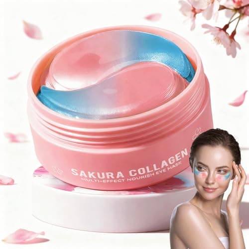 Image of Under Eye Gel Patches 60pcs– Sakura Collagen Hydrating Eye Mask for Dark Circles, Puffiness & Wrinkles, Soothing Under Eye Pads for Women & Men