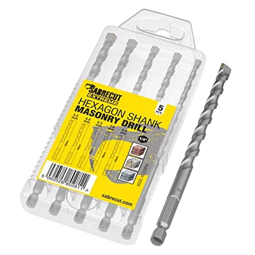 Image of 5 x SabreCut SCMPA5 160mm 5.5mm 6mm 6.5mm 7mm 8mm Impact Driver Masonry Hammer Drill Bit Set