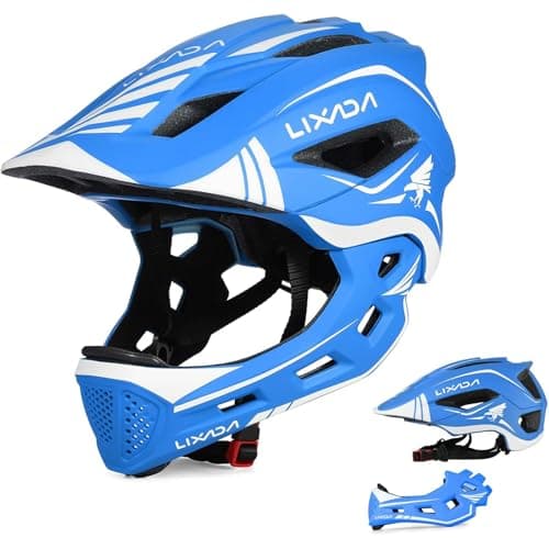 Image of Lixada Kids Full Face Helmet Detachable Child Boys Girls Bike Helmet Protective Gear for Cycling Skateboarding Roller Skating Cycle Helmet 52-58cm
