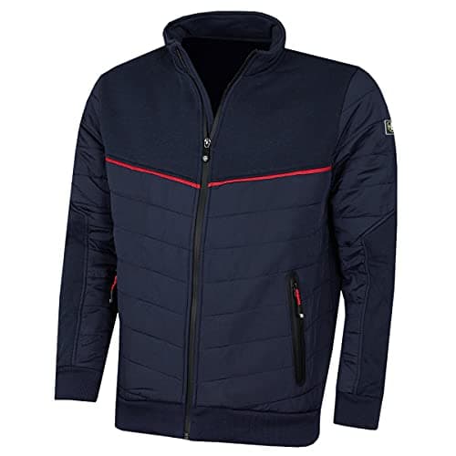 Image of Island GREEN Mens Full Zip Through Quilted Jacket - Navy/Red - L