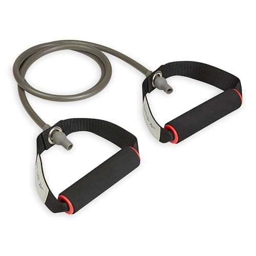 Image of Reebok Resistance Tube (Light Resistance, Grey), Full Body Workout, Non-Slip Stretch Bands for Exercise, Fitness Bands for Men & Women