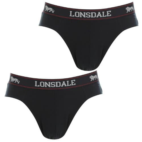 Image of Lonsdale Mens 2Pk Brief Underwear Briefs Elasticated Waist Navy L