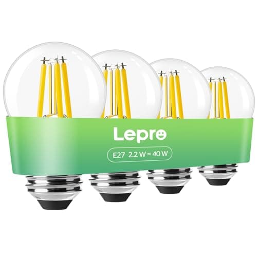 Image of Lepro E27 Golf Ball Bulb, A-Rated Ultra-efficient LED Bulb, 2.2W = 40W, 470lm, Warm White 2700K, 50000H Lifespan, Edison Screw ES, Clear Filament, Non-dimmable, Pack of 4