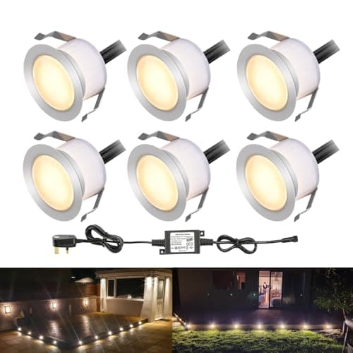 Image of INDARUN Warm White Led Decking Lights Waterproof IP67 1W Ø45MM - Lighting for Terrace/Patio/Path/Wall/Garden/Decoration, 6 Packs