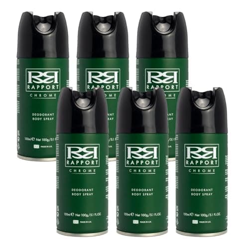 Image of Rapport Chrome Deodorant Body Spray, Spicy Citrus and Amber Every-Day Fragrance for Him, Multi-Pack, 6 x 150ml