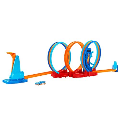 Image of Hot Wheels Ultra Hots Triple Loop Track Playset with 3 Loops and 1 1:64 Scale Car Included, Connects to Other Hot Wheels Sets and Foldable for Storage, Kids Toys, 4+ Years, HPX93