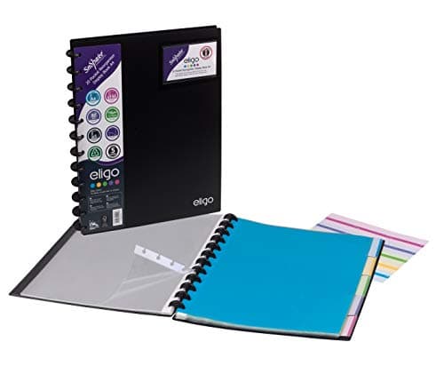 Image of Snopake Eligo A4 ReOrganiser Display Book with Dividers & Index Tabs [Pack of 2] 20 Pockets/40 Sides to View Ref: 15863,Black