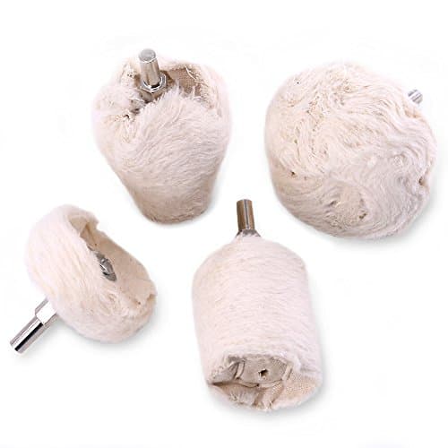 Image of Swpeet 4 Pcs White Cotton Polishing Buff Wheel Set for Dremel Rotay Tools, Polishing Pad Wheel Set Perfect for Manifold, Aluminum, Stainless Steel and Chrome (Cone/Column/Mushroom/T-Shaped)