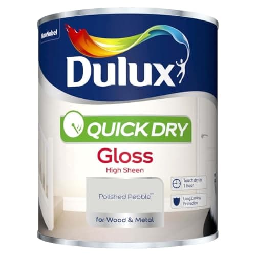 Image of Polished Pebble Quick Dry Gloss Paint 750ml | Interior Wood and Metal Paint | High Shine Durable Finish | Fast Drying Trim Paint for Doors Skirting Boards Radiators and Furniture