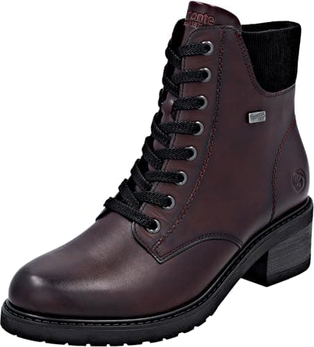 Image of Remonte D1A70-35 Menarem Elle Wine leather Womens Lace Up Boots
