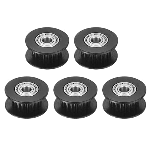 Image of sourcing map 2GT Idler Pulley Toothless 4mm Bore Aluminum Timing Pulley Wheel for 6mm Width Timing Belt for 3D Printer, CNC, Timing Belt-5 Pcs Black