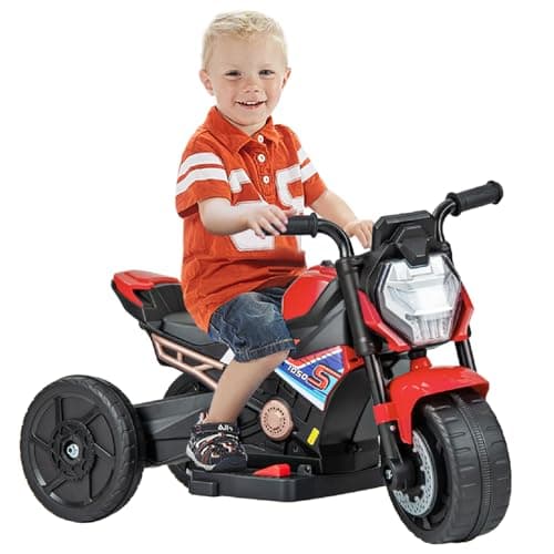 Image of Maxmass 6V Kids Ride on Motorcycle, Battery Powered Electric Motorbike with Detachable Training Wheels, Music, Headlight, Horn, 2/3 Wheel Children Motor Bike for 18-36 Months Old (Red)