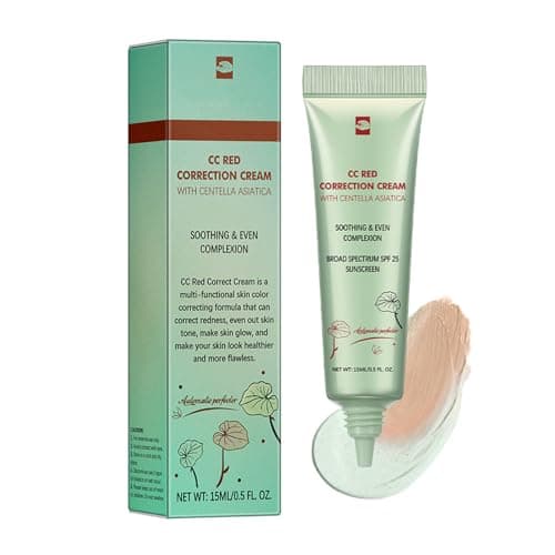 Image of CC Cream Foundation - CC Red Correct with Centella Asiatica - Lightweight Green concealer for redness - cc cream tinted moisturiser, Light Coverage Foundation with SPF 25
